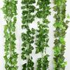 2.1M Artificial Plant Green Ivy Leaf Garland Silk Wall Hanging Vine Home Garden Decoration Wedding Party DIY Fake Wreath Leaves