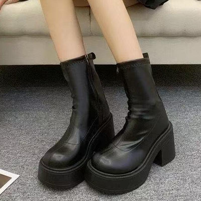 Fashion High Heels Women Ankle Boots Platform Chunky Fashion Shoes Winter Dress Designer Pumps 2025 New Cozy Goth Chelsea Botas De Mujer