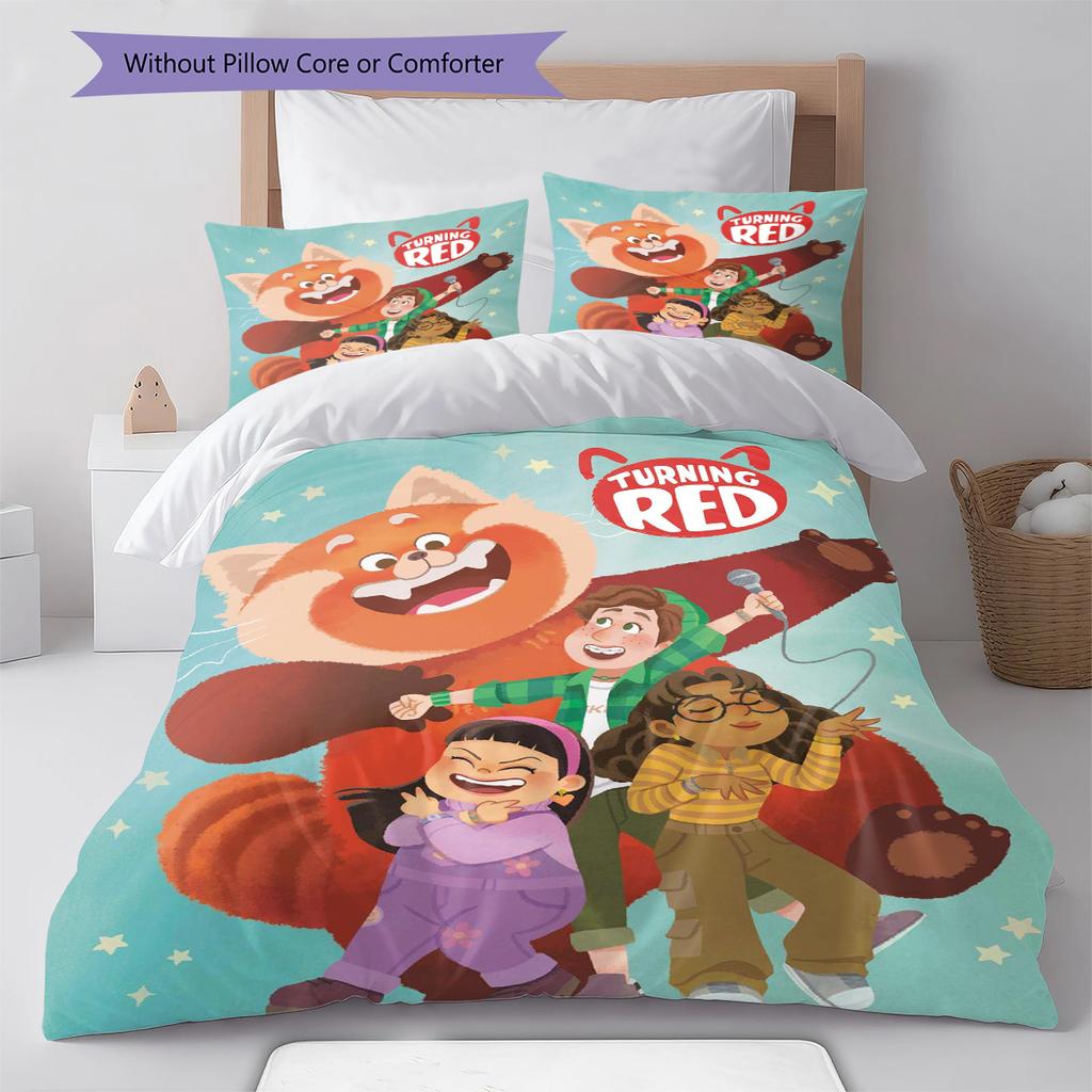 Cartoon Red Panda Pattern Bedding Quilt Set Quilt Cover Pillowcase Home Decoration Gift (1 * duvet cover + 2 * pillowcase, without core)
