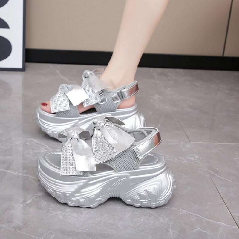 Fashion 2025 New Summer High Platform Women Sandals Buckle Wedges Bling Shoes Fashion Outside Chunky Sandals Beach Casual Slides Woman