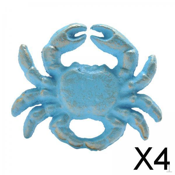 

4xCabinet Knobs Easy Installation Kitchen Cabinet Farmhouse Drawer Pull Handle Blue Crabs