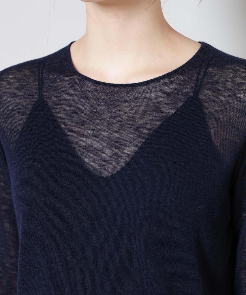 Nano Universe Swivel Wool Crew Neck Knit Size M Pullover, Women's, (120), Navy, 669-5222301