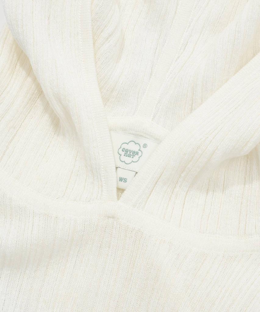 COVERNAT WOMAN Sheer Hoodie Knit Ivory