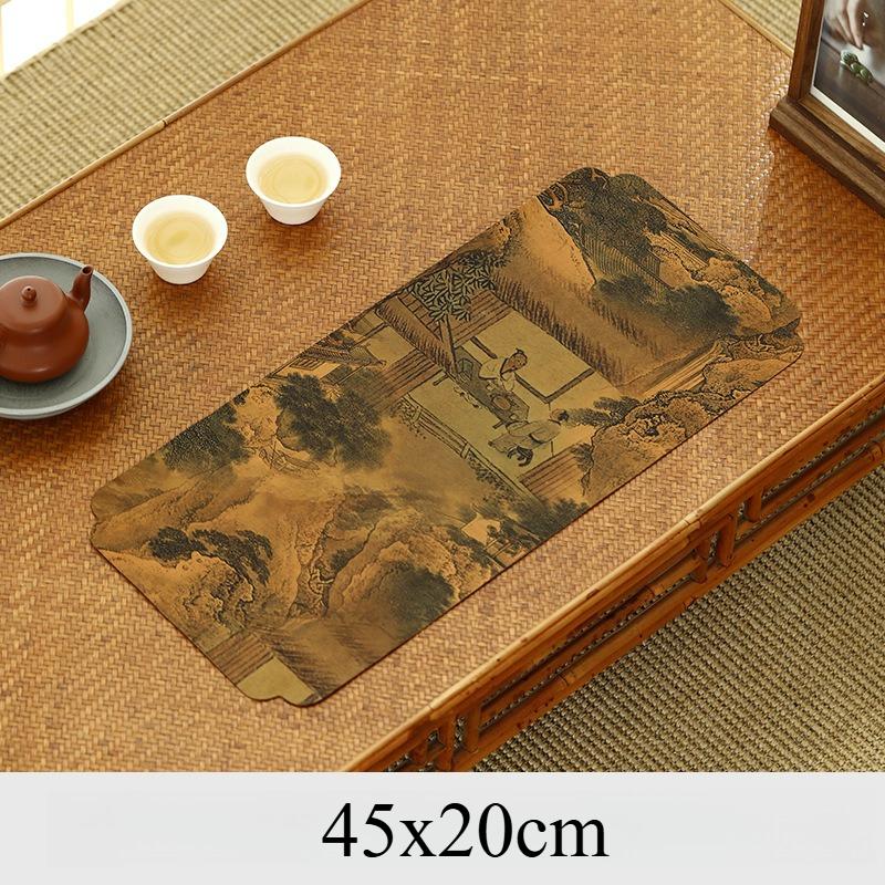 

Reversible Chinese Tea Table Runner Mat Set Guochao Style Dry Brew Mat Teaware Pad Tea Ceremony Accessory Festive Decor 45x20cm 1pc