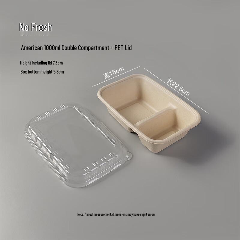 Biodegradable Pulp Meal Boxes with Clear Lids 1000ml