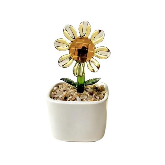 

Mini Glass Planter Desktop Ornaments Small Exquisite Craftsmanship Bright Colorful Handmade Texture for Office Bedroom Living Room Home Decor Gift A