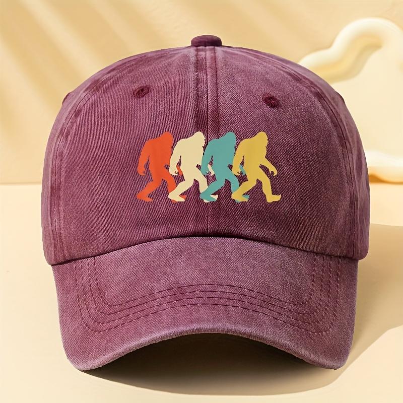 Colorful gorilla printed washed baseball cap for men and women, suitable for outdoor vacation, camping, and leisure fishing