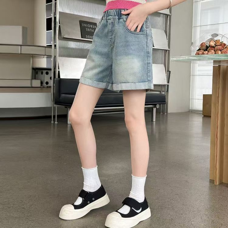 Girls' Denim Shorts for Summer Loose Pants Breathable Denim Pants