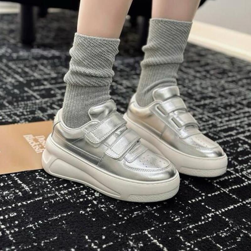 

High version~ Acne popular smiley little white shoes Zhao Ruth same 7cm thick-soled Velcro versatile casual board shoes 40