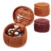 Francfranc Velvet Pleated Vanity Cosmetic Cosmetic Makeup Storage Pouch, Large, Orange, Pouch, Box,