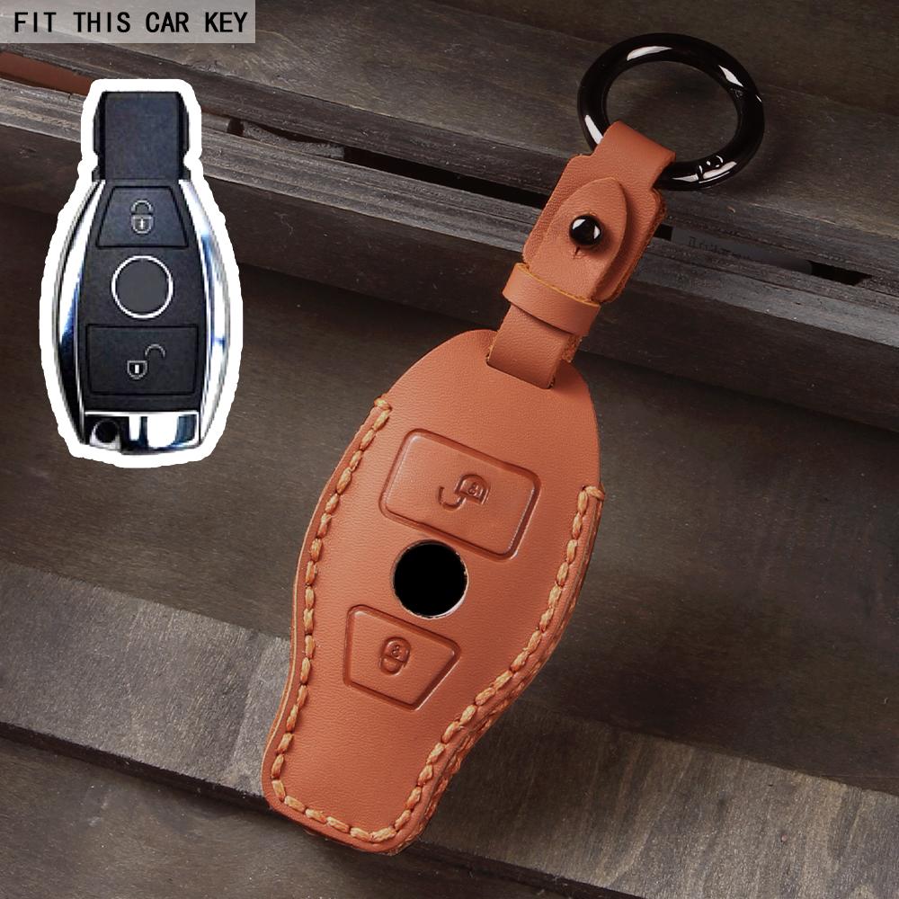 Leather Car Key Fob Case Cover Protector for Mercedes Benz E C G M R S Class W204 W212 W176 GLC CLA GLA AMG Car Accessories