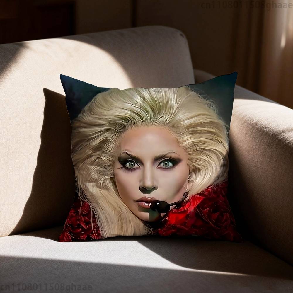 LLady Gaga Pillow Case Antidustmite Pillowcase Invisible zipper silky short plush Sofa cushion cover