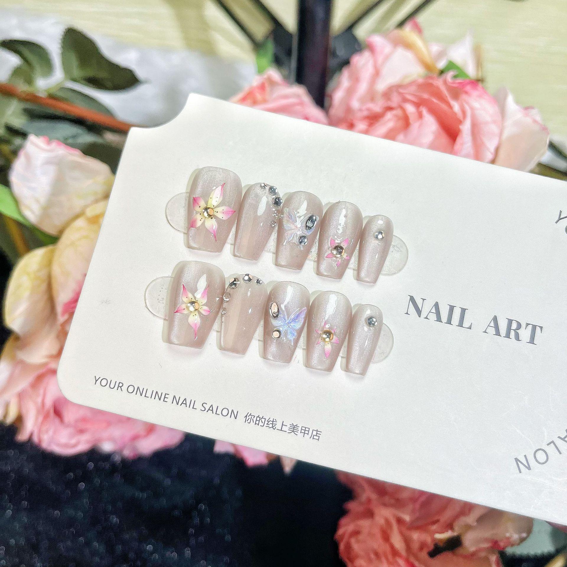 

3D Butterfly Cat Eye Nail Art Stickers | Handmade Wearable Nail Tips & Patches Medium