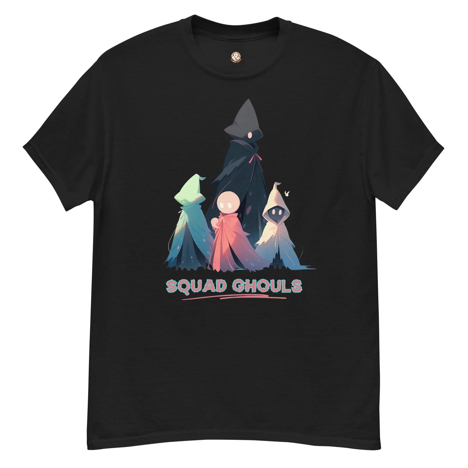 Live With Laughter Novelty Halloween 100% Cotton T-shirt Mens Tees Top - Squad Ghouls (Black) M