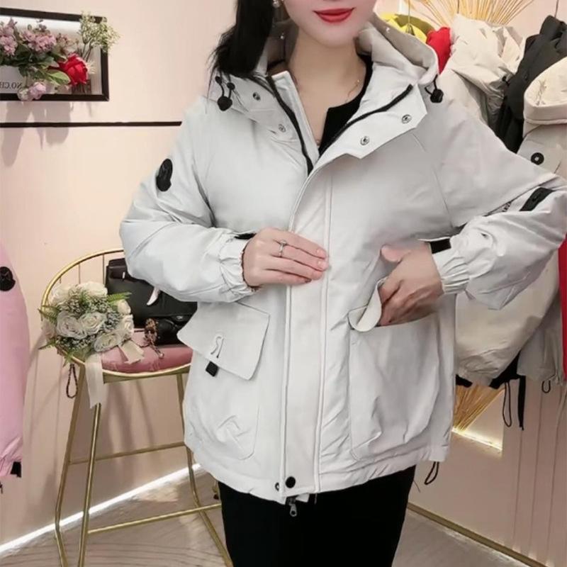 Women’s Short Hooded Windproof Jacket With Big Pockets Workwear Coat