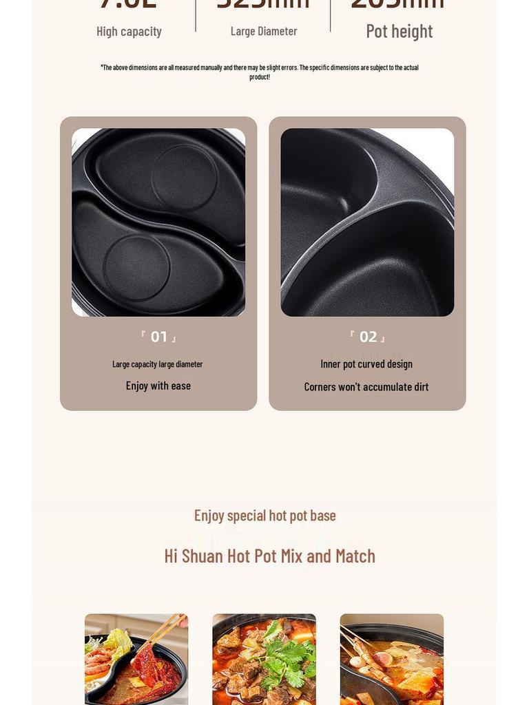 McKen Bear 7L Dual-Speed Electric Cooker with Multifunctional Yin-Yang Hot Pot