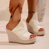 10cm Peep-Toe Wedge Platform Sandals – Large-Size High-Heel Summer Slippers, Roman Style New Waterproof Platform Sandals