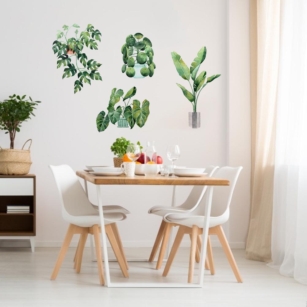 Green Potted Plant Wall Sticker Removable Wall Decal for Bedroom Living Room Background Decor