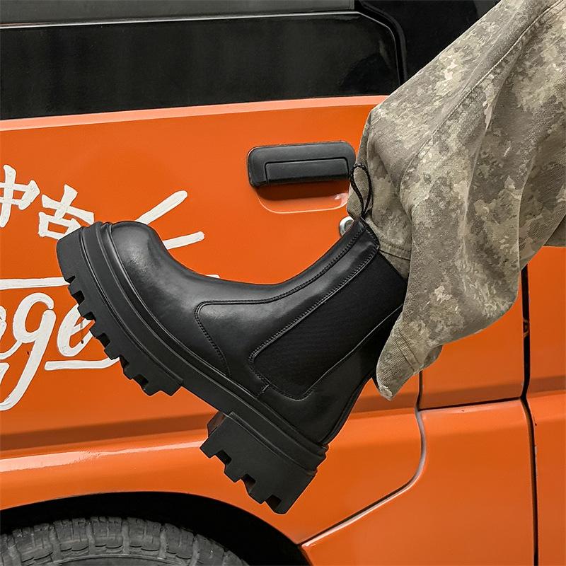 

Ботинки мартин черные высокие кожаные ботинки челси осень и зима мужская обувь британский стиль мотоциклетные ботинки 16775-J 38 чёрный