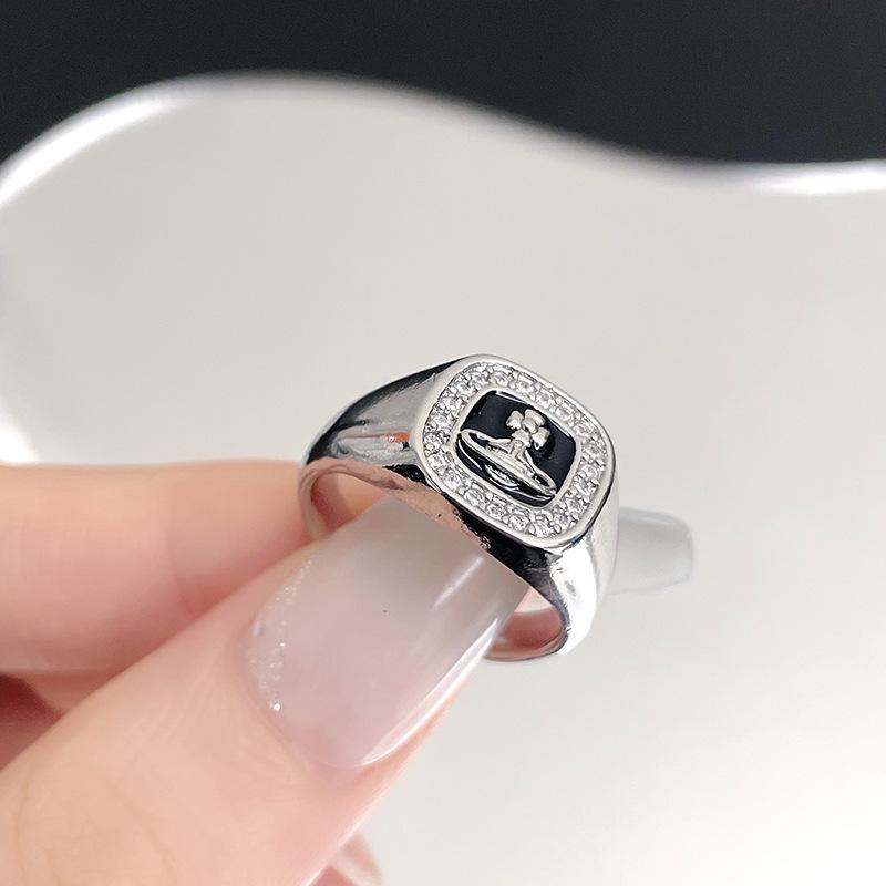 Tydzień Saturna Pełen Diamentów Wysoki Smak Zimny Wiatr Niszowy Design Osobowość Lekki Luksus Moda Otwarty Pierścionek