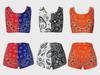Women's European & American Contrast Color Sports Vest and Printed Pants Set