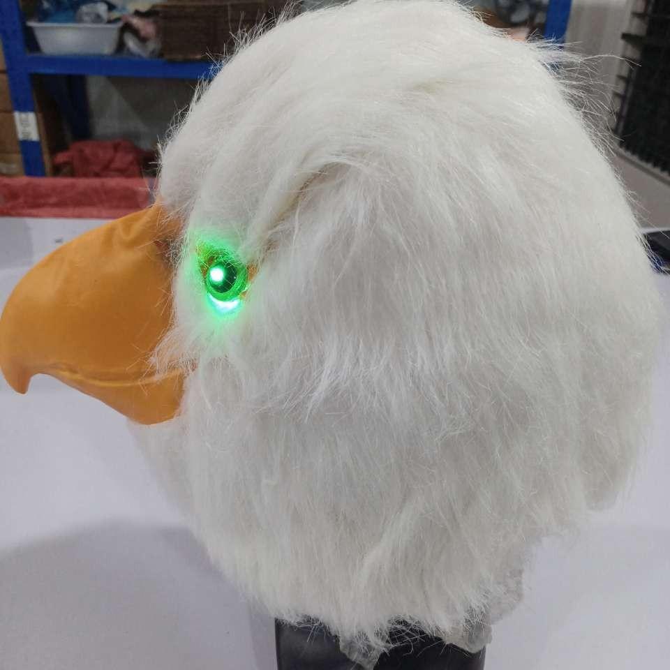Glowing-eye eagle plush latex mask One size fits all adults белый