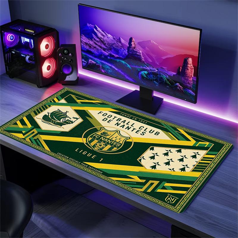 FC Nantes Atlantique Color Mouse Pad Large Gaming Table Cushion Non-slip Laptop Tablet Big Mousepad XXL Mat Mini PC Playmat With Lock Edge