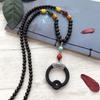 Retro Literary and Artistic Ebony Long Necklace, Men's and Women's Clothes Accessories Pendant, Versatile Sweater Chain Pendant