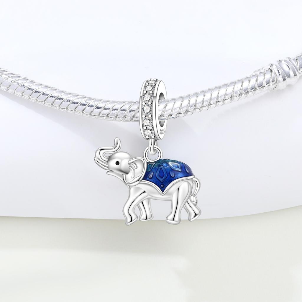 Copper Blue Elephant Animal Beads Original Pendants Bracelet Charm Jewelry Party Diy Trendy Gifts