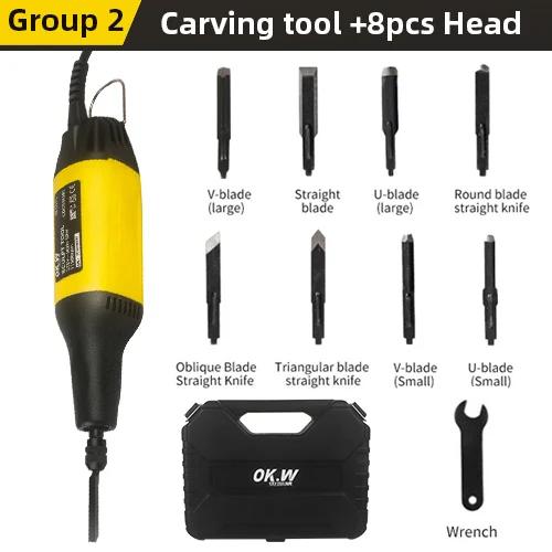 Electric Engraving Pen DIY Cutter Carving Tool Set  220V 50W Electric Woodworking Chisel Carving Knife Carpentry Root Furniture