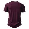 Summer European and American Casual Men's Short Sleeved T-shirt Button Henry Neck Pit Striped T Shirts Male Solid Color Top Tees