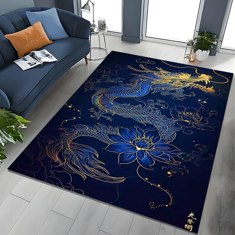 Chinese Dragon Pattern Rug Carpet For Living Room Non Slip Parlour Sofa Large Area Rugs Bedroom Kids Play Room Floor Mat Gift