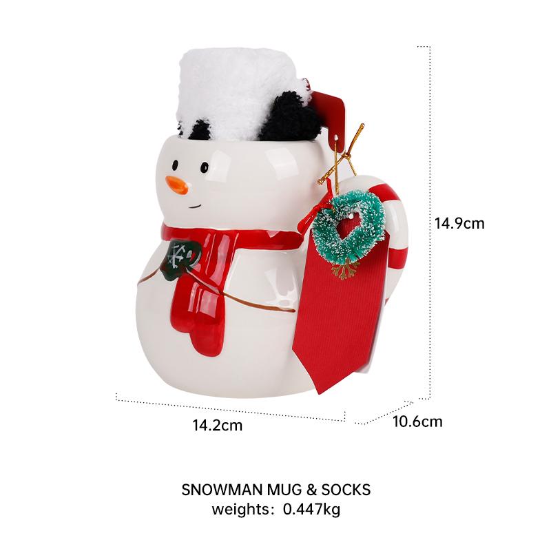

Snowman Christmas Tree Ceramic Coffee Mug Socks Kaolin Eco-Friendly Creative Gift Idea Christmas Night Festive Gift Set For Xmas 401-500ml