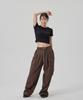 MAKEITTO Two Tuck Wide Parachute Cargo Pants_Brown