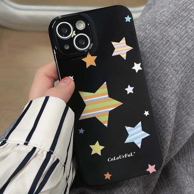 Stars Colorful Cute Ins Shockproof Protector Phone Case For Iphone 13 Pro Max 14 11 12 Promax Cartoon Non -Slip Back Cover Capa