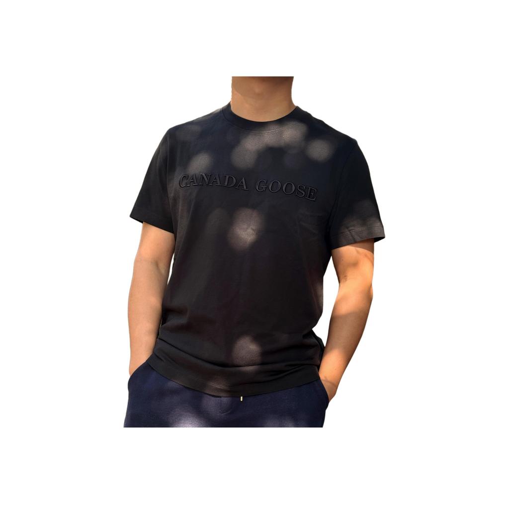 Canada Goose Emersen Series Ss25 Letter Embroidered Crew Neck Pullover Short Sleeve T-Shirt Men tops Black 1420M2-61