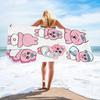 Kawaii Pink Rabbit Bath Towel Flat Print Cute Emotional Bunny Beach Blanket for Kids Girls Bathroom Decor Aesthetic