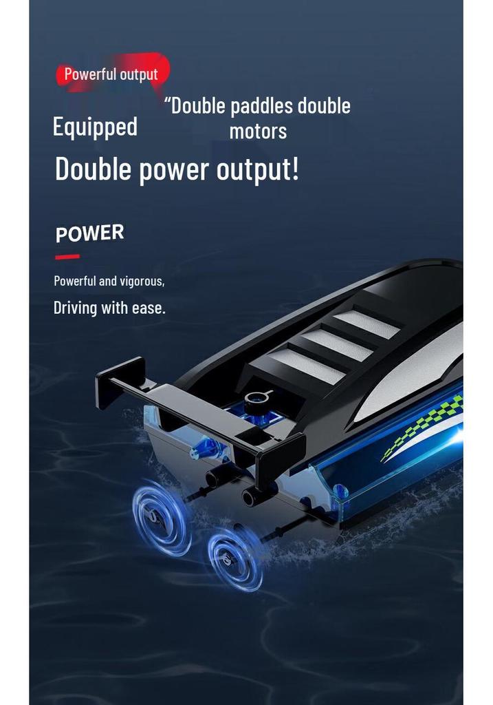 2.4G Dual Motor High-Speed Remote Control Speedboat with Lights for Kids