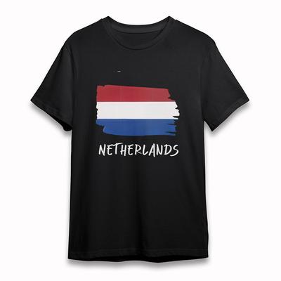 Women's Soft Oversize Cotton T-Shirt  Netherlands Red White Blue Tee Short Black