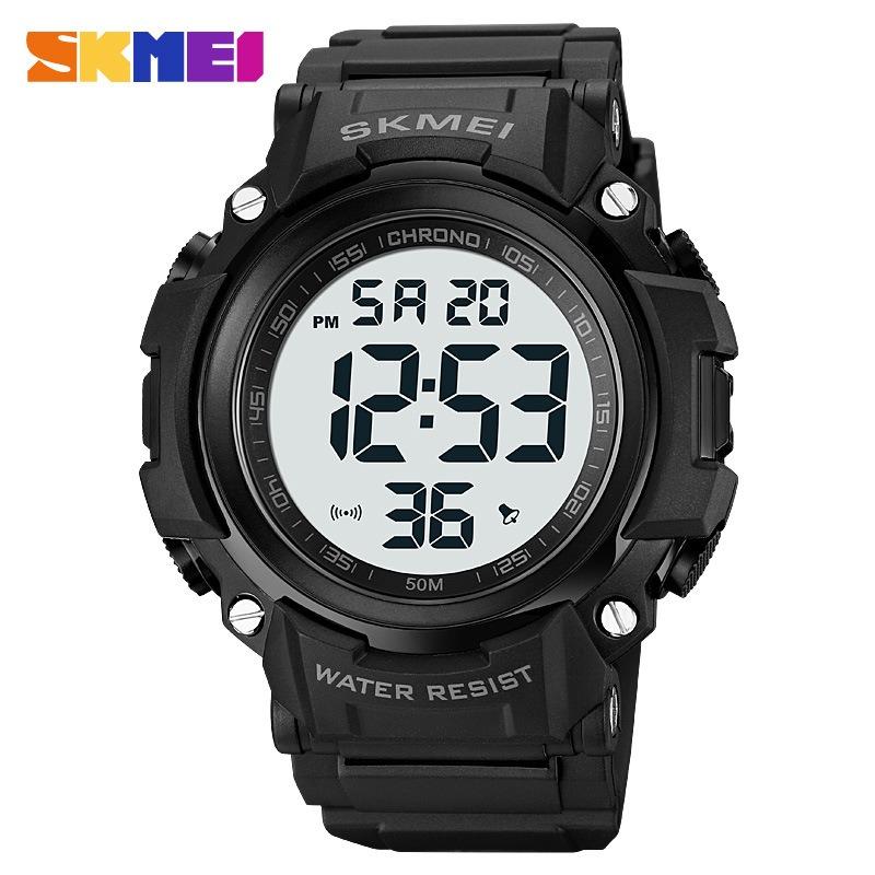 Trendy men's large dial digital display watch, multi-functional male student chronograph waterproof sports watch