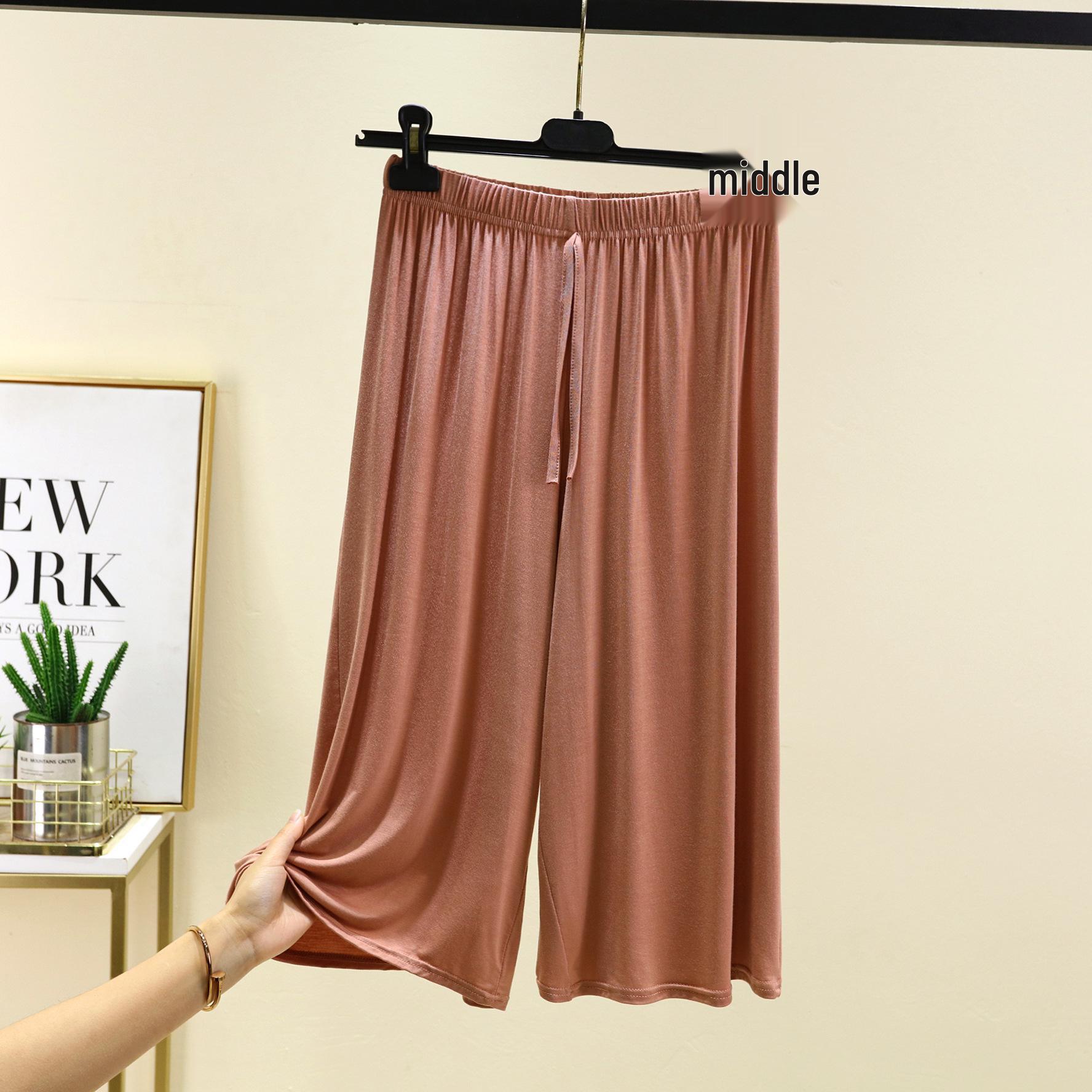 

Модальные эластичные брюки с широкими штанинами длиной семь восьмых - Утягивающие, универсальные, повседневные, летние домашние брюки 3XL