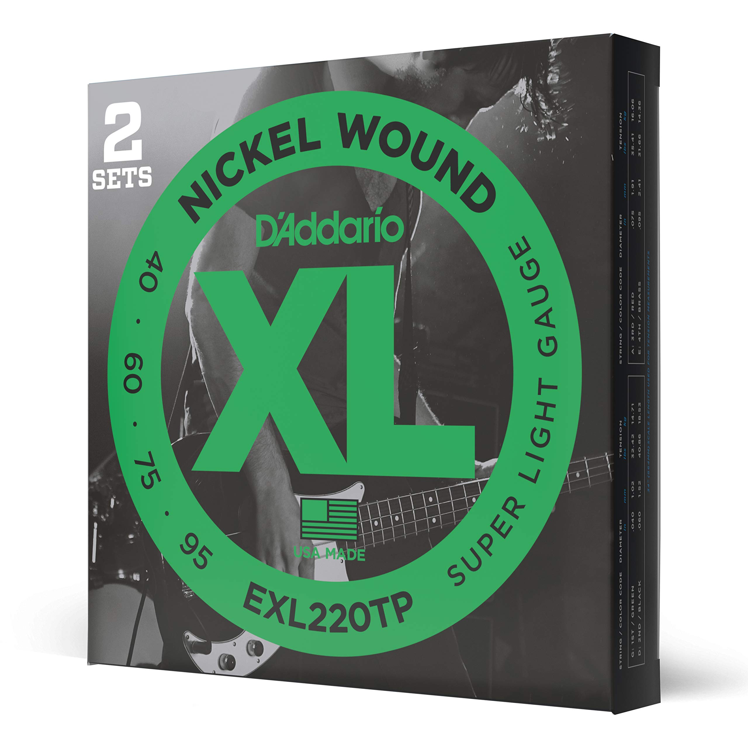 

Bass Strings Nickel Long Scale EXL220TP 2set Pack D Addario .040-.095 []
