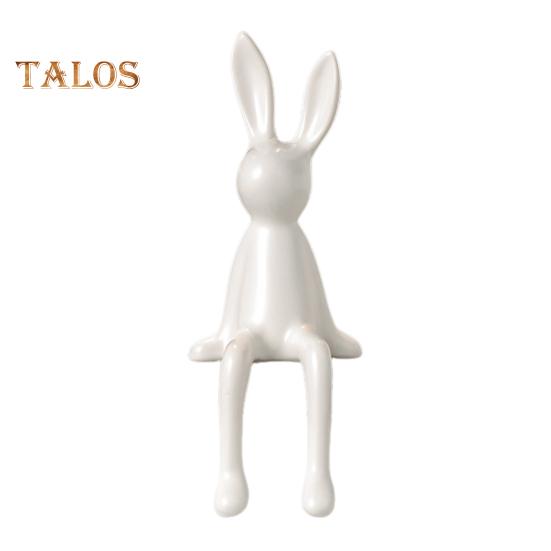 

Керамическая фигурка кролика, сидящая скульптура кролика, минималистская статуэтка кролика для стойки, книжной полки, домашнего бара, офиса, украшения белый