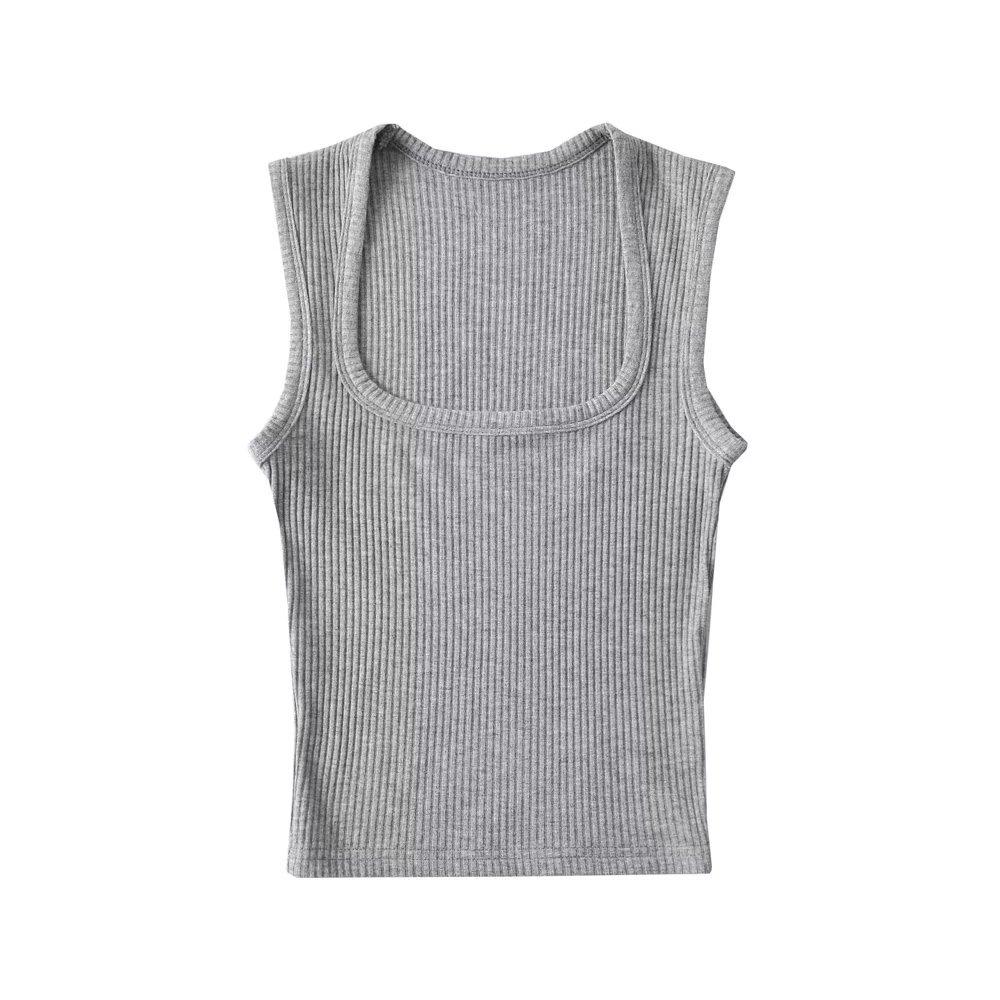 Trendy Retro Square Neck Slim Sleeveless Women's Top