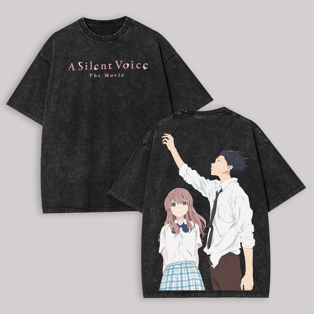 A Silent Voice Anime Lover Washed T-shirt Personality Clothes Oversized Unisex Year Round Clothing High Quality Hot Product Soft