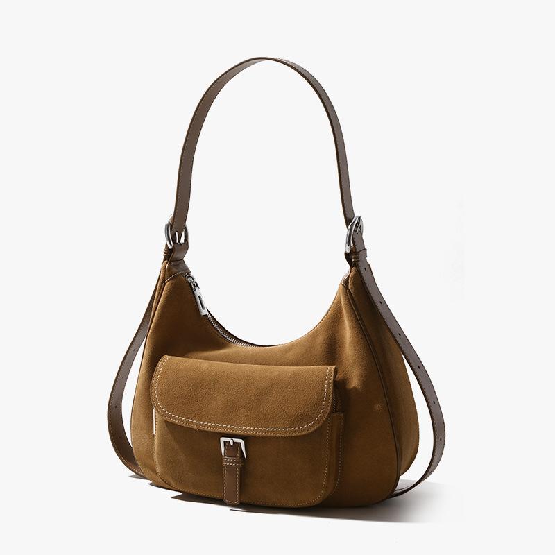 

New retro high-end high-mercerized matte cowhide underarm bag large-capacity commuter single shoulder messenger messenger bag female