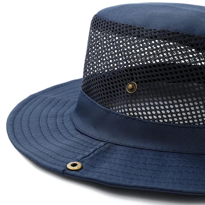 Men and Women Outdoor Use Beach Seaside Sun Hat Shade Breathable Bucket Hat Male Summer Fishing Trekking Collapsible Mesh Fisherman Caps