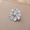 Womens Jewelry Four Petal Flower Brooch French Style Stainless Steel Gold Color Trendy Pin for Wedding Office Gift