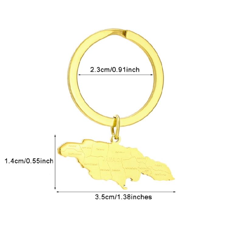 Jamaica Map Keychain Durable Bag Pendant Stainless Steel Jamaica Map Keyrings