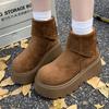 Platform Women Snow Ankle Boots Suede Short Plush Cotton Flats Shoes 2025 Trend Warm Casual Cozy Non-slip Winter Botas De Mujer